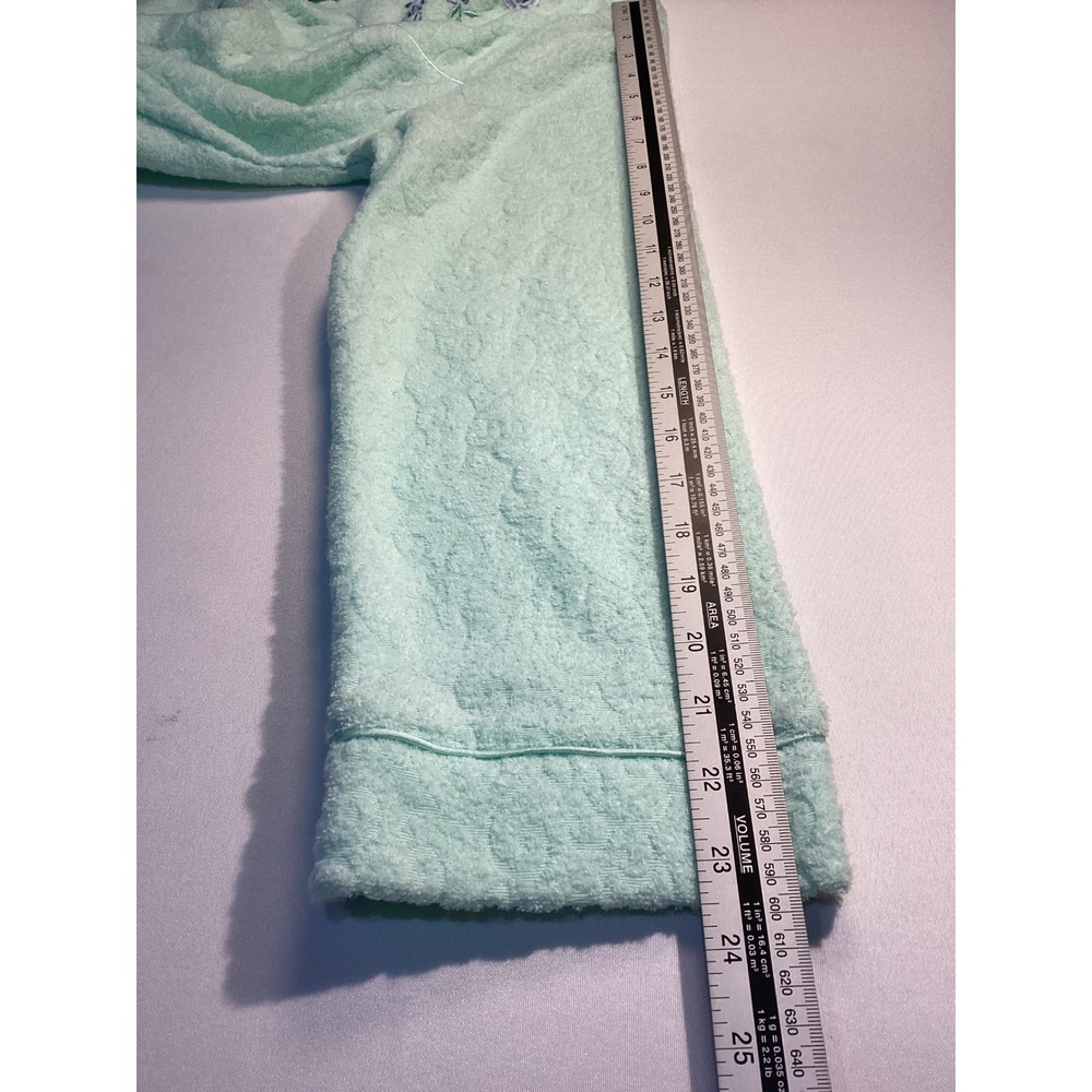 Fundamentals Womens Robe Size Medium Mint Green Floral Snap Front Long Sleeve - Picture 9 of 9